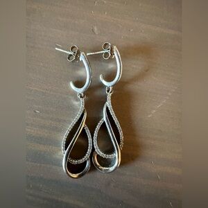 Elegant Diamond & Silver Drop Earrings by Zales